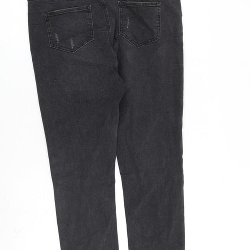 Denim & Co. Womens Grey Cotton Straight Jeans Size 14 L27 in Regular Zip