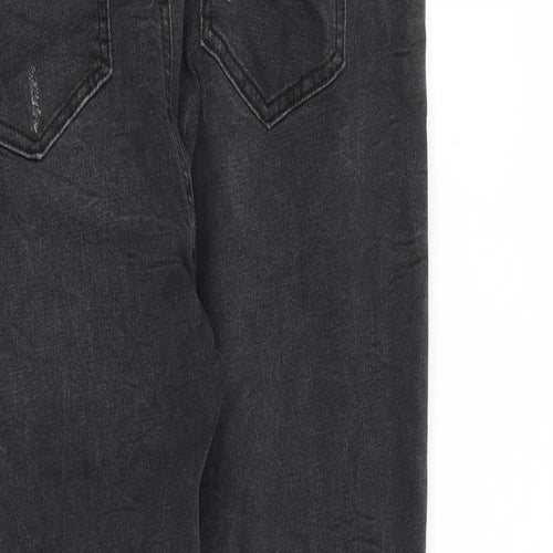 Denim & Co. Womens Grey Cotton Straight Jeans Size 14 L27 in Regular Zip