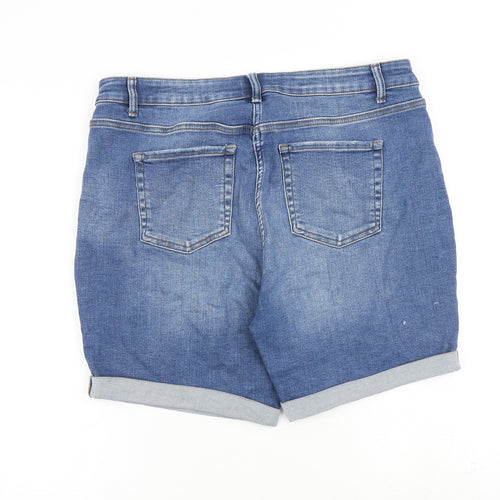 Papaya Womens Blue Cotton Mom Shorts Size 16 L7 in Regular Zip