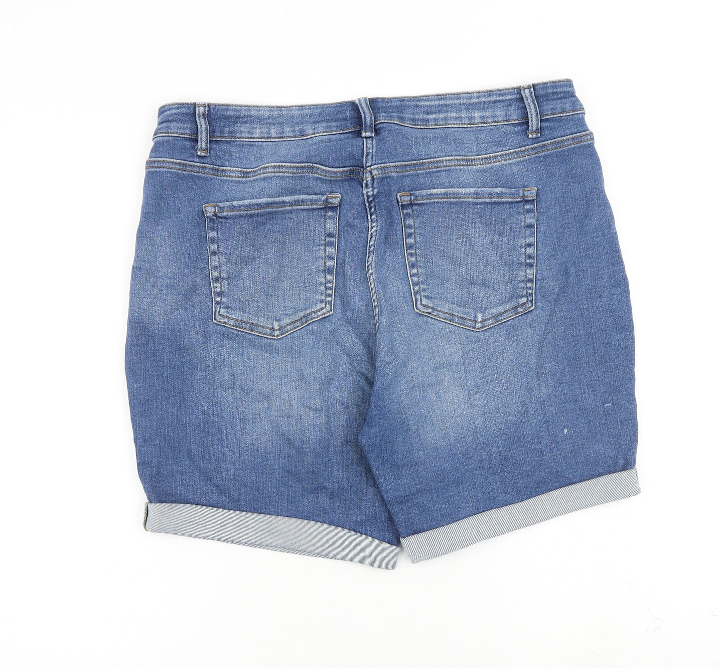 Papaya Womens Blue Cotton Mom Shorts Size 16 L7 in Regular Zip