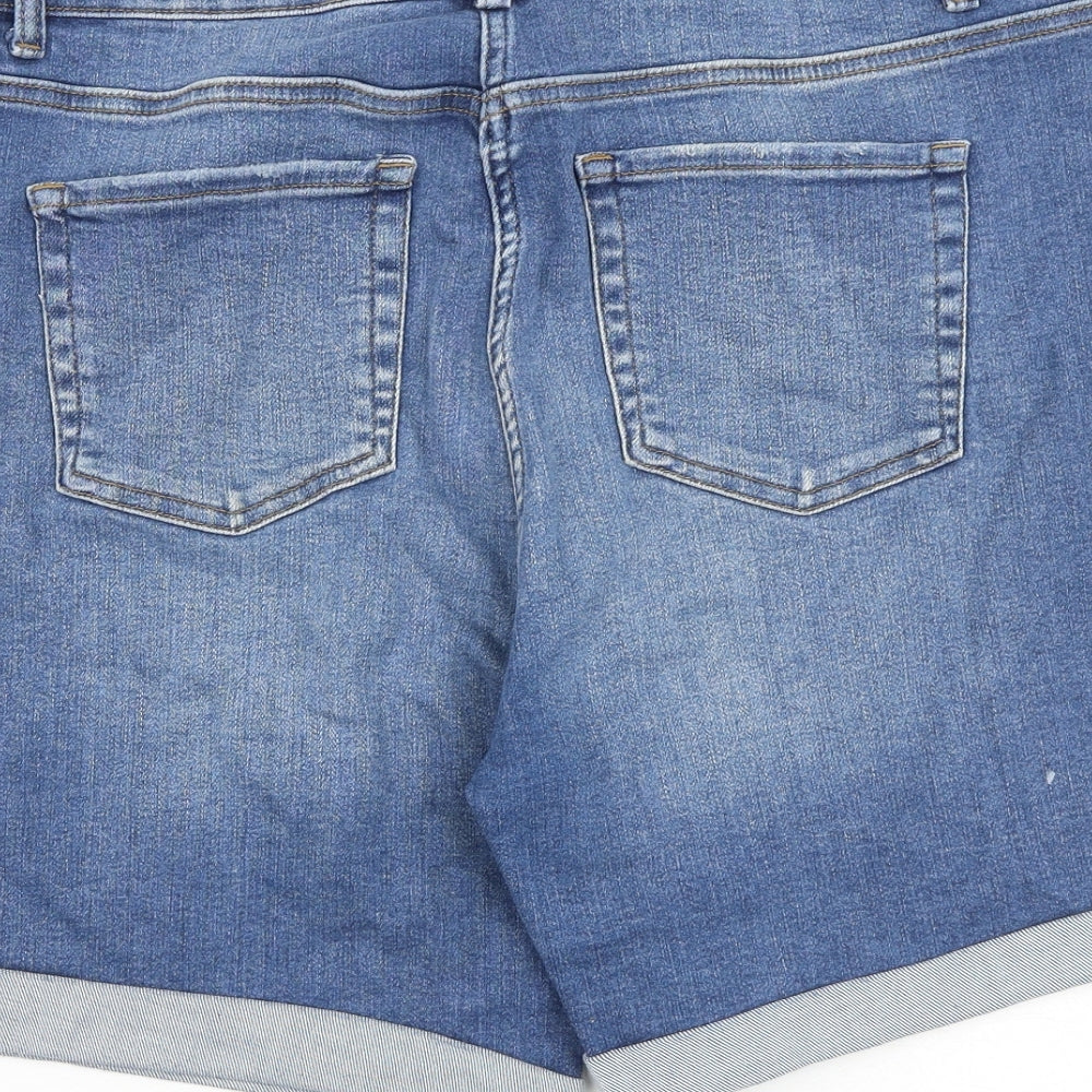 Papaya Womens Blue Cotton Mom Shorts Size 16 L7 in Regular Zip