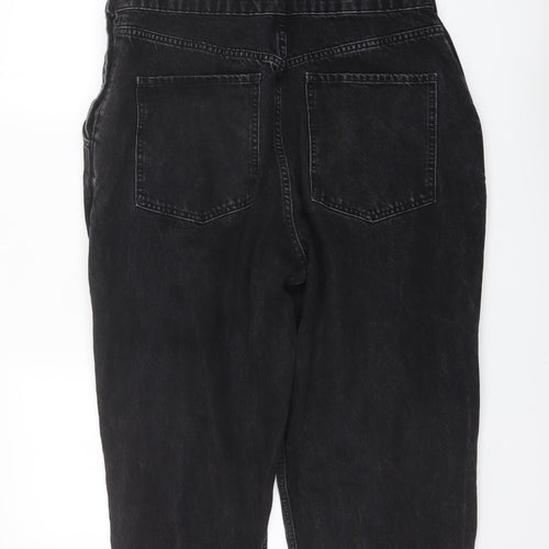 ASOS Womens Black Cotton Dungaree One-Piece Size 14 Buckle