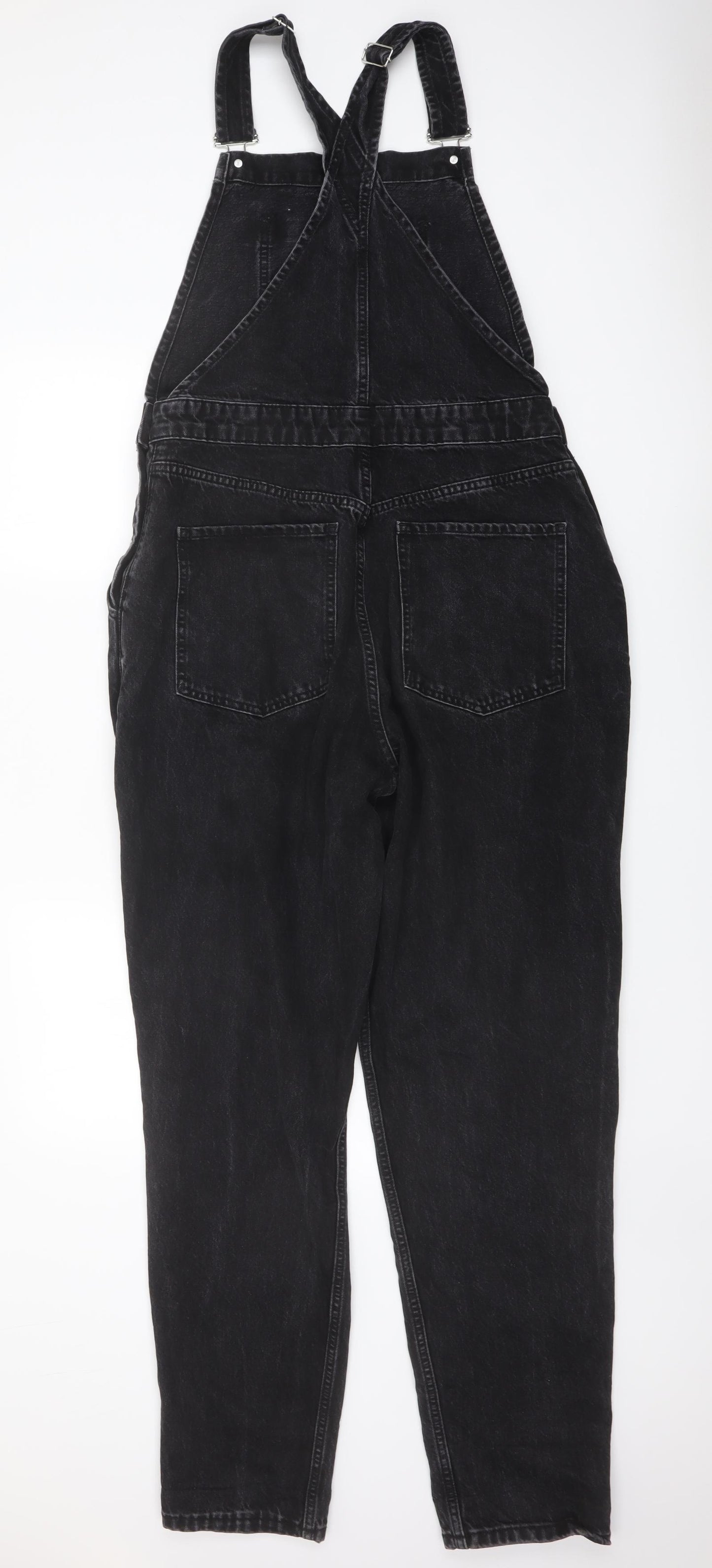 ASOS Womens Black Cotton Dungaree One-Piece Size 14 Buckle