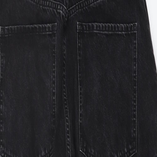 ASOS Womens Black Cotton Dungaree One-Piece Size 14 Buckle