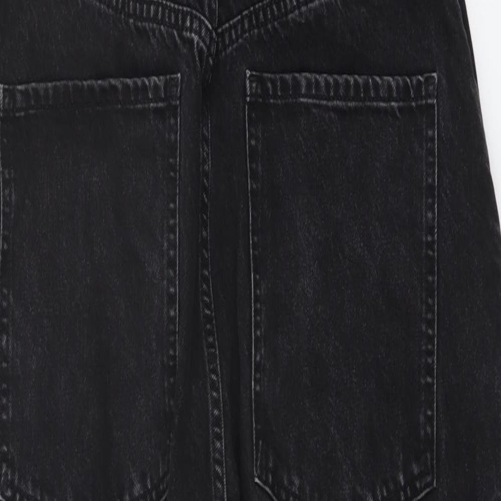 ASOS Womens Black Cotton Dungaree One-Piece Size 14 Buckle