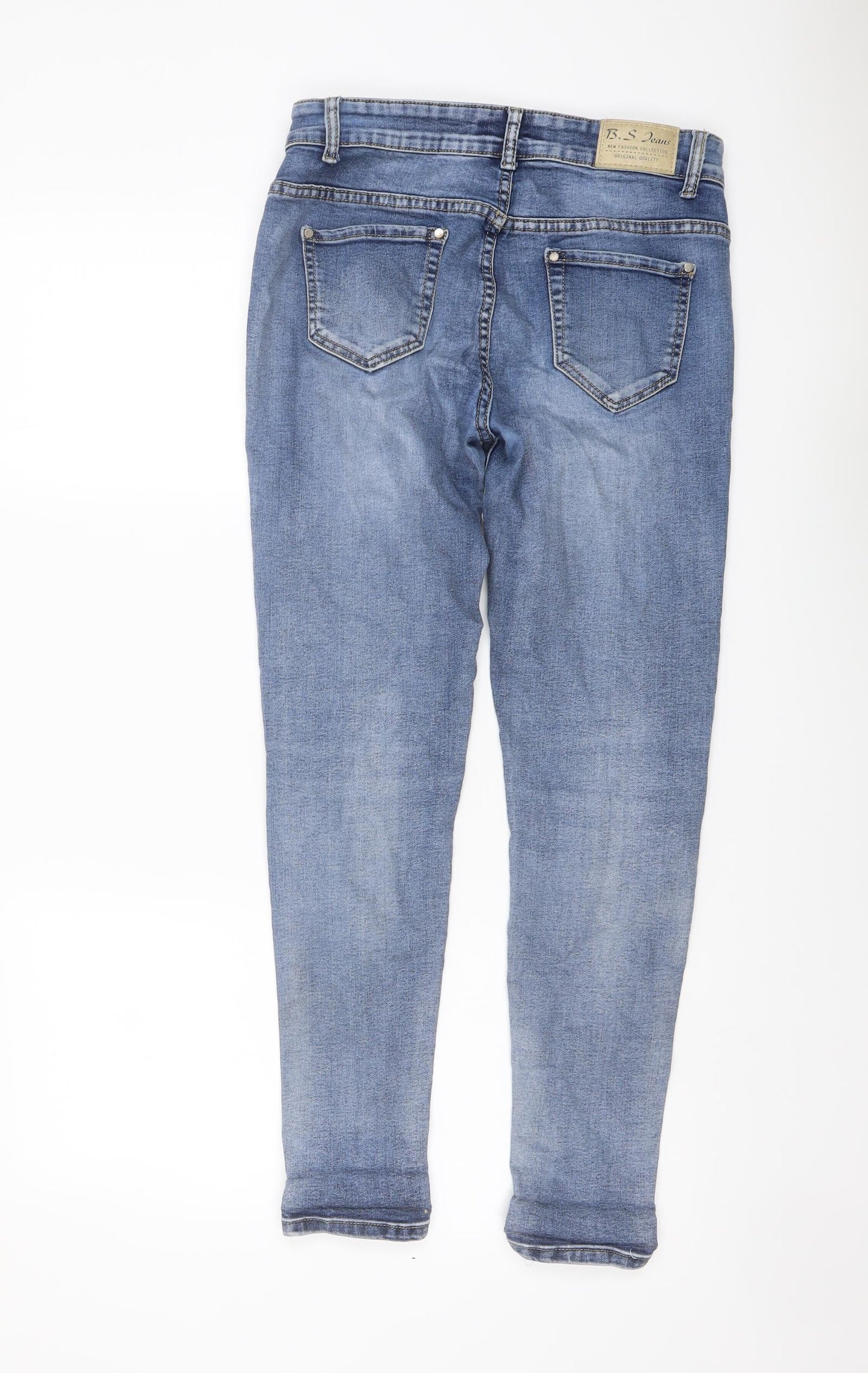 B.S Jeans Womens Blue Cotton Skinny Jeans Size 10 L28 in Regular Button
