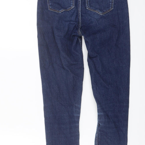 Marks and Spencer Womens Blue Cotton Skinny Jeans Size 6 L26 in Regular Zip