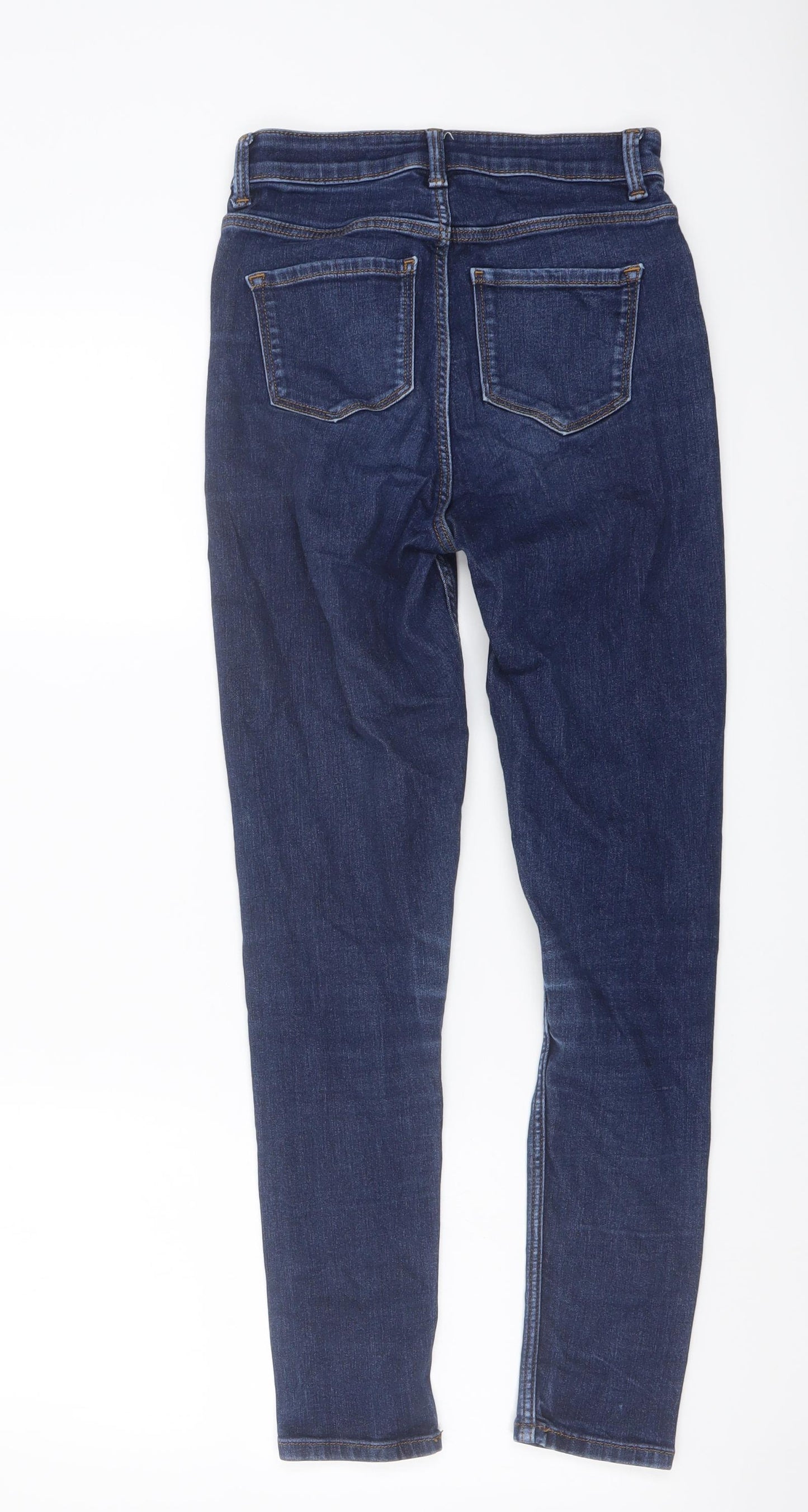 Marks and Spencer Womens Blue Cotton Skinny Jeans Size 6 L26 in Regular Zip