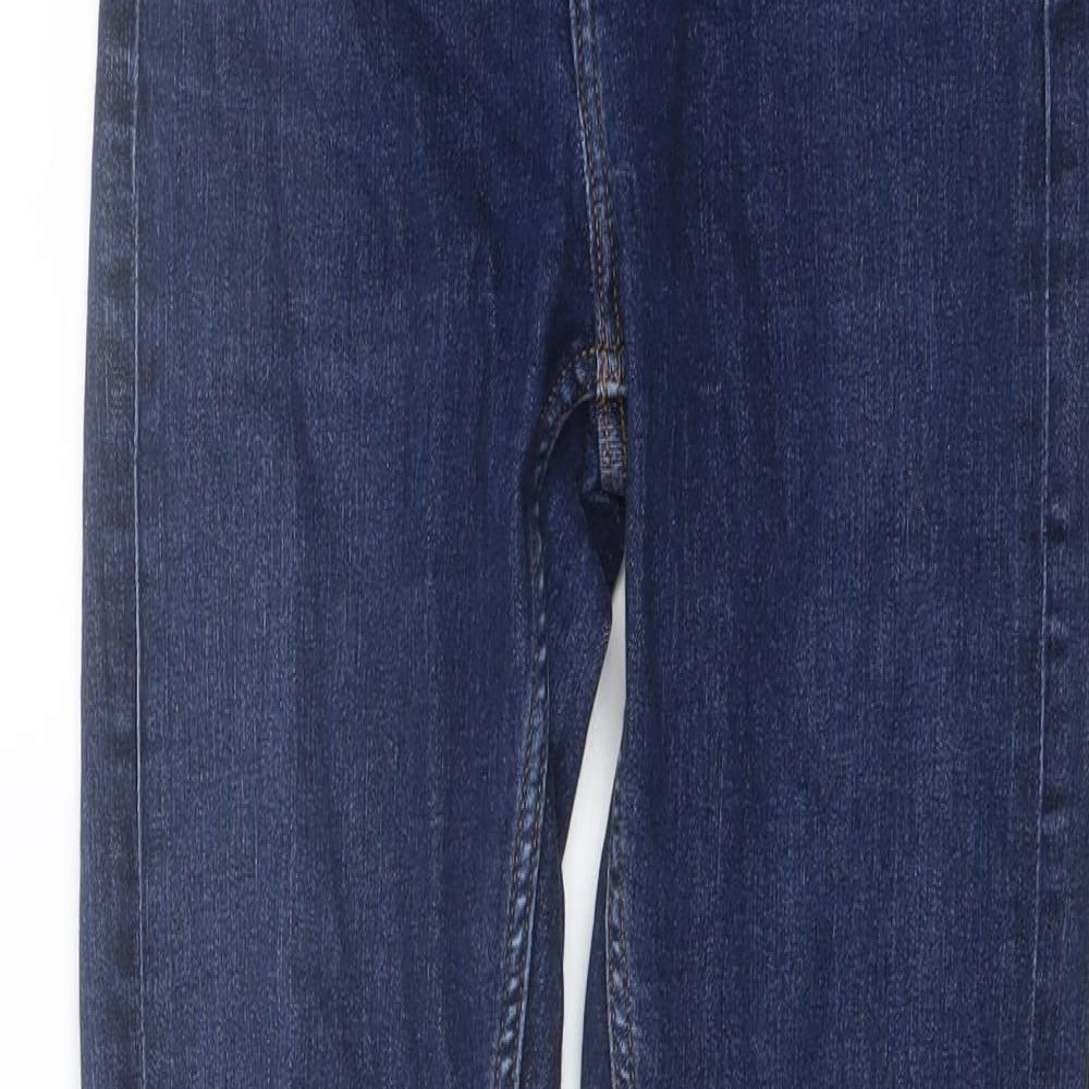 Marks and Spencer Womens Blue Cotton Skinny Jeans Size 6 L26 in Regular Zip