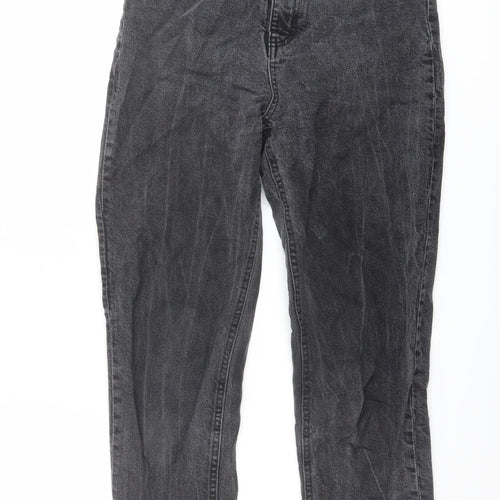 H&M Womens Grey Cotton Tapered Jeans Size 6 L26 in Regular Button
