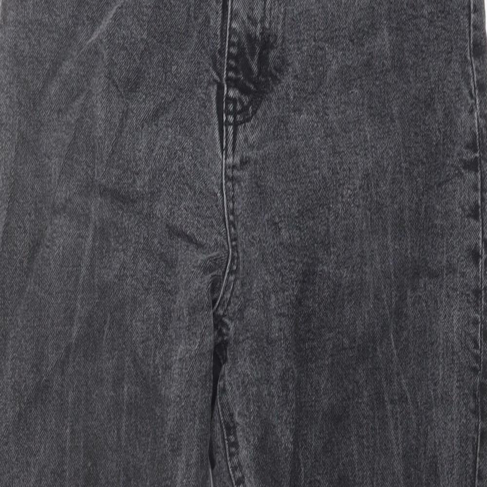H&M Womens Grey Cotton Tapered Jeans Size 6 L26 in Regular Button