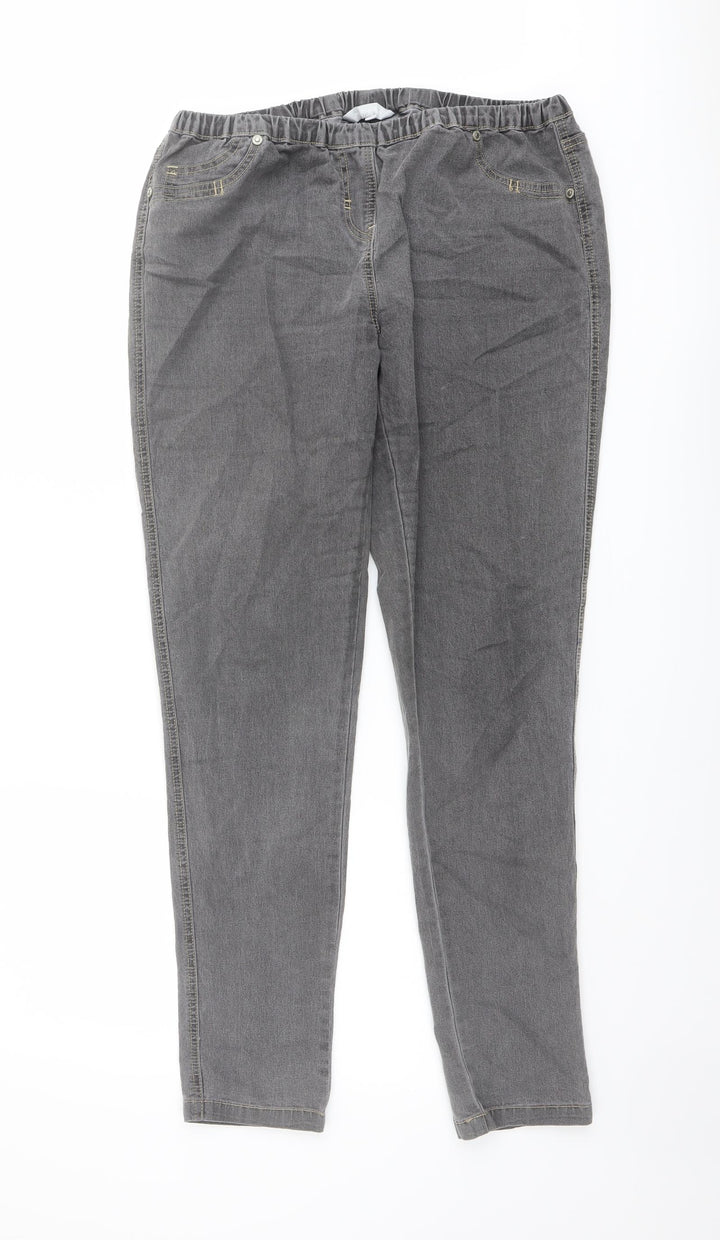 Red Herring Womens Grey Cotton Jegging Jeans Size 14 L29 in Regular