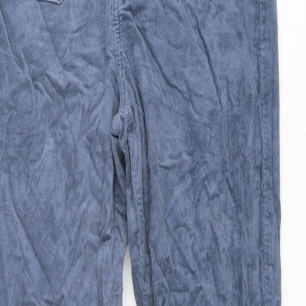 Marks and Spencer Womens Blue Cotton Trousers Size 14 L30 in Regular Button