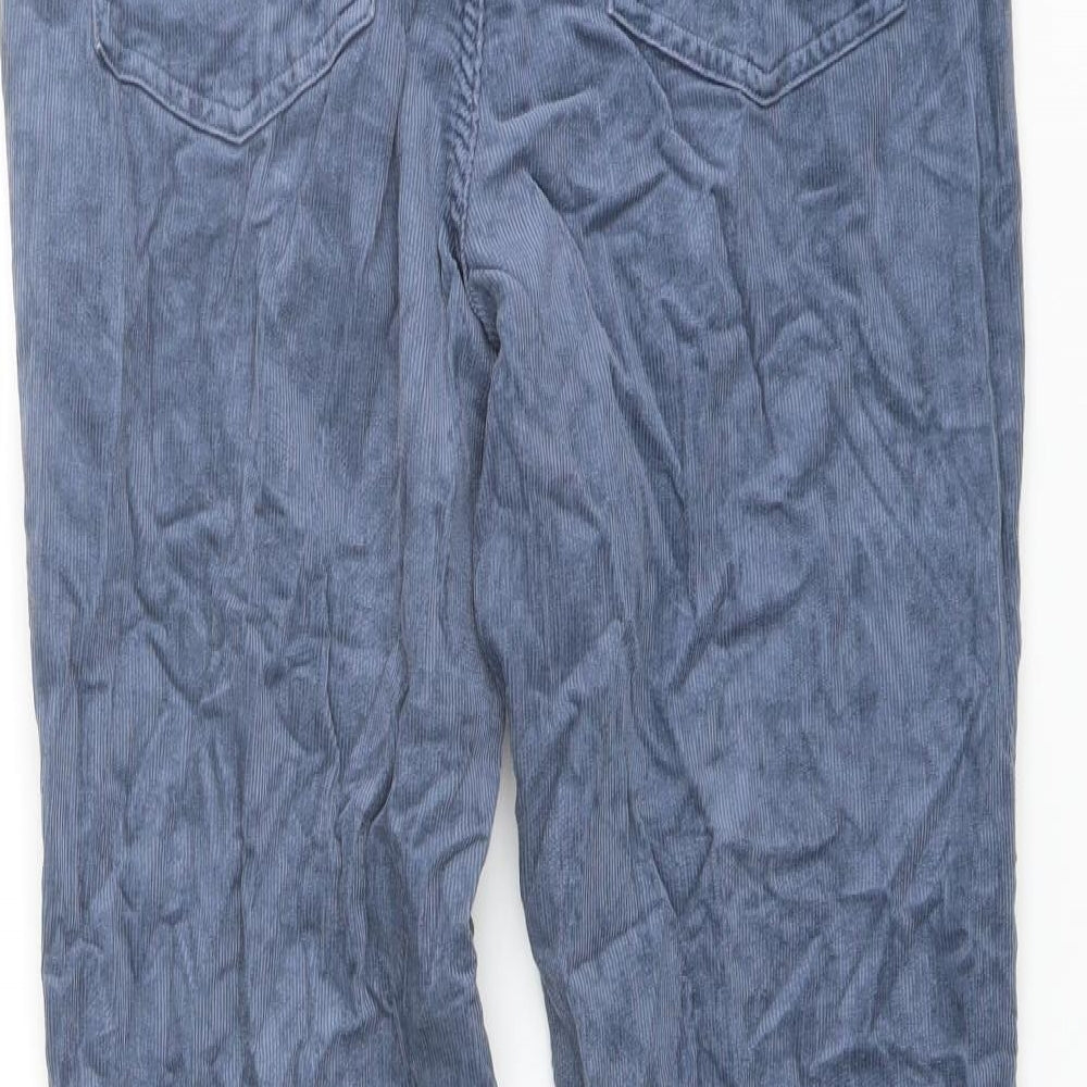 Marks and Spencer Womens Blue Cotton Trousers Size 14 L30 in Regular Button