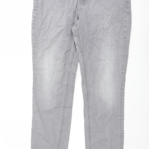 Autograph Womens Grey Cotton Skinny Jeans Size 14 L29 in Regular Zip