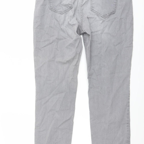 Autograph Womens Grey Cotton Skinny Jeans Size 14 L29 in Regular Zip