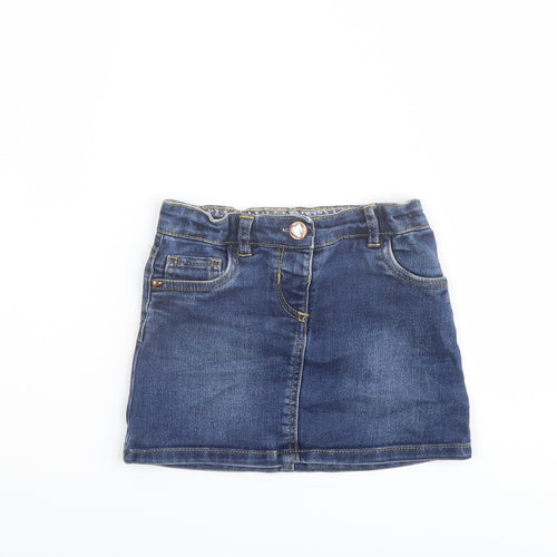 TU Girls Blue Cotton A-Line Skirt Size 2 Years Regular Button
