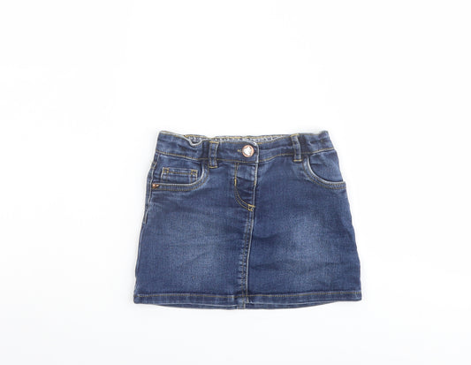 TU Girls Blue Cotton A-Line Skirt Size 2 Years Regular Button