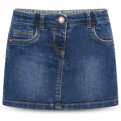 Tu Girls Blue Cotton A-Line Skirt Size 2 Years Regular Button