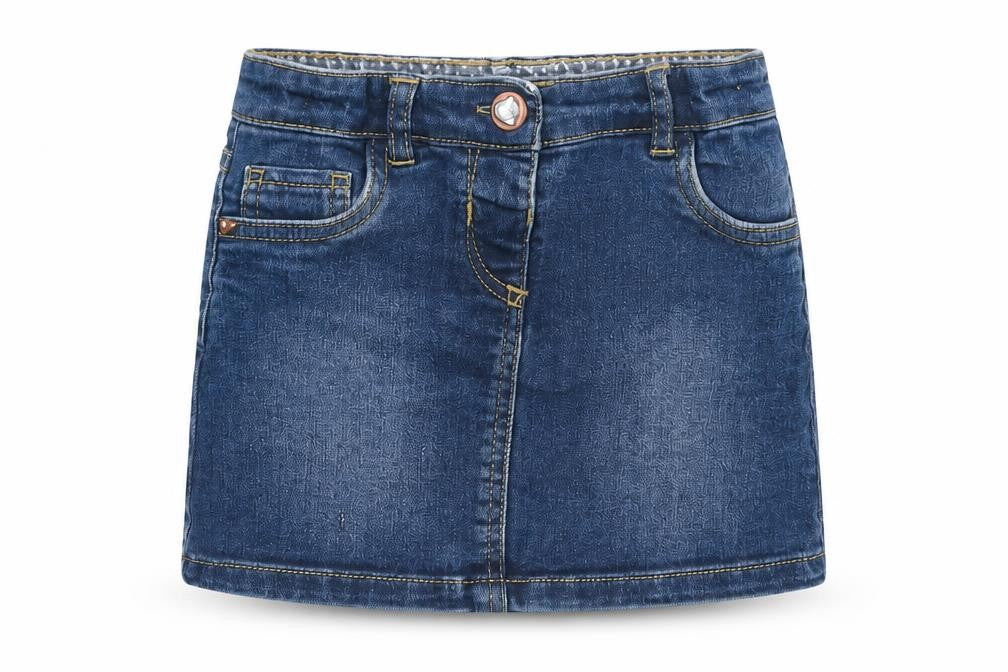 Tu Girls Blue Cotton A-Line Skirt Size 2 Years Regular Button