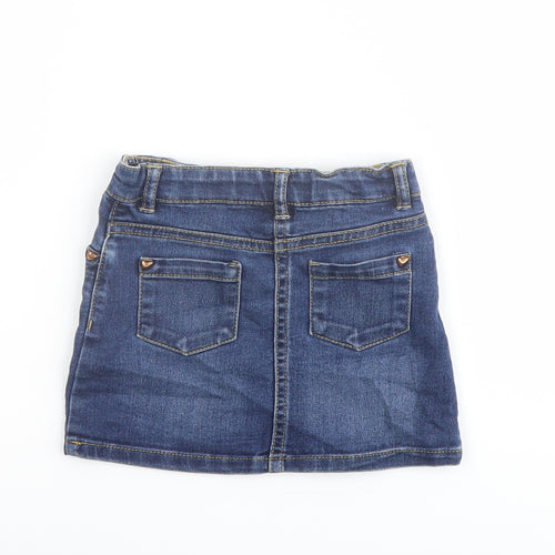 TU Girls Blue Cotton A-Line Skirt Size 2 Years Regular Button