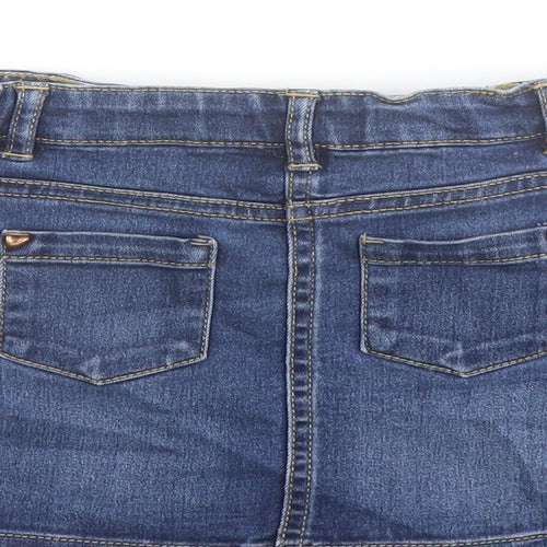 TU Girls Blue Cotton A-Line Skirt Size 2 Years Regular Button