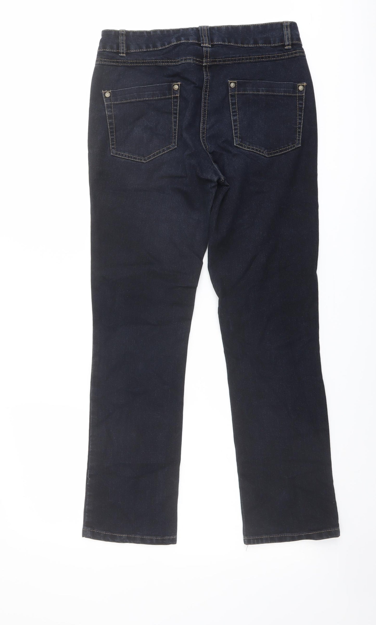 Debenhams Womens Black Cotton Bootcut Jeans Size 10 L28 in Slim Button