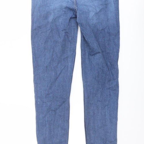 Marks and Spencer Womens Blue Cotton Skinny Jeans Size 6 L28 in Regular Button
