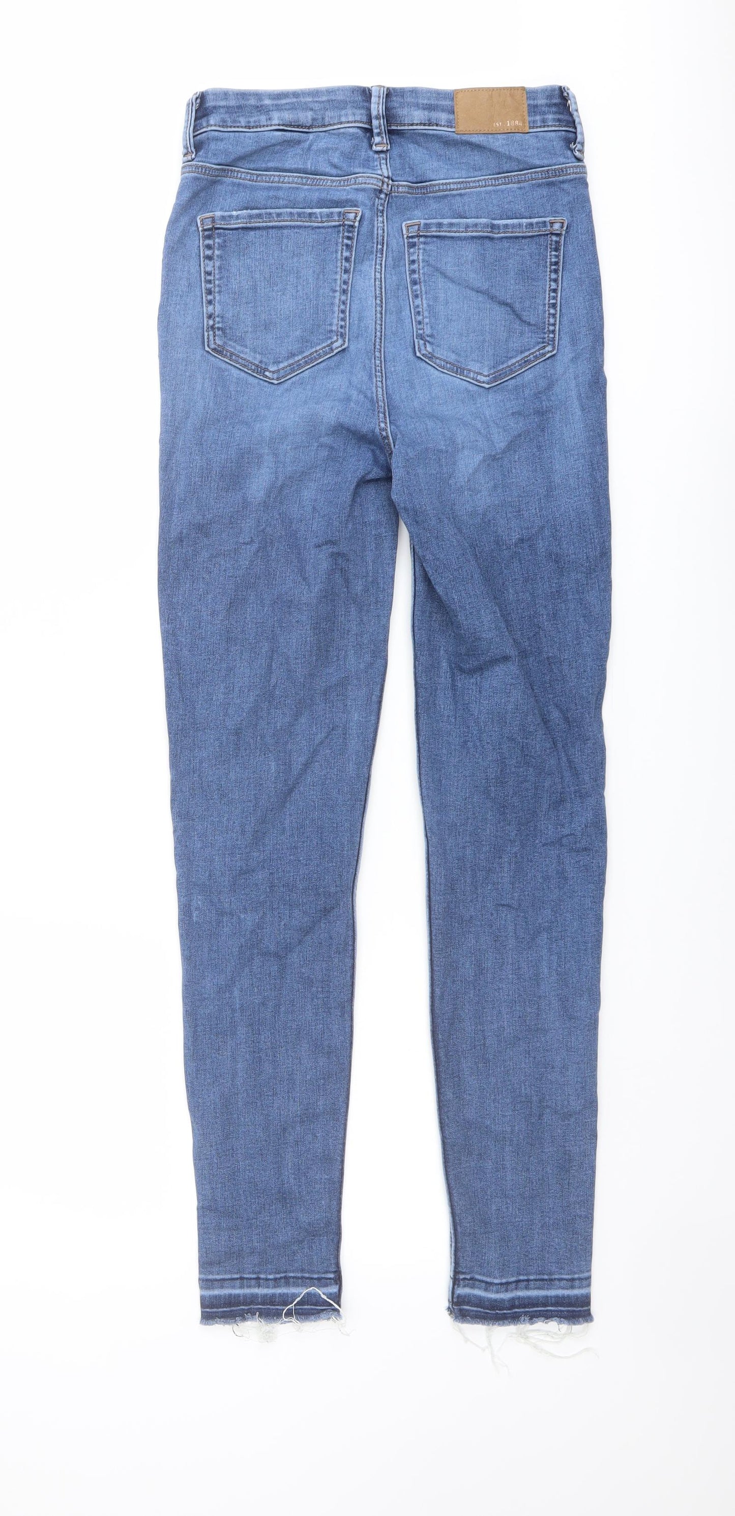 Marks and Spencer Womens Blue Cotton Skinny Jeans Size 6 L28 in Regular Button