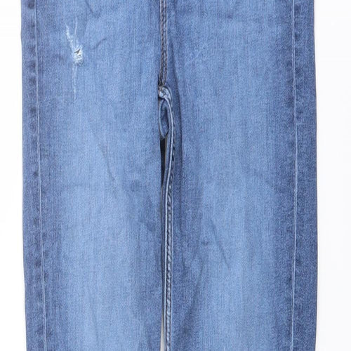 Marks and Spencer Womens Blue Cotton Skinny Jeans Size 6 L28 in Regular Button