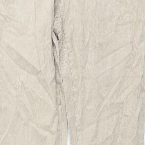 Marks and Spencer Mens Beige Cotton Trousers Size 30 in L33 in Slim Button