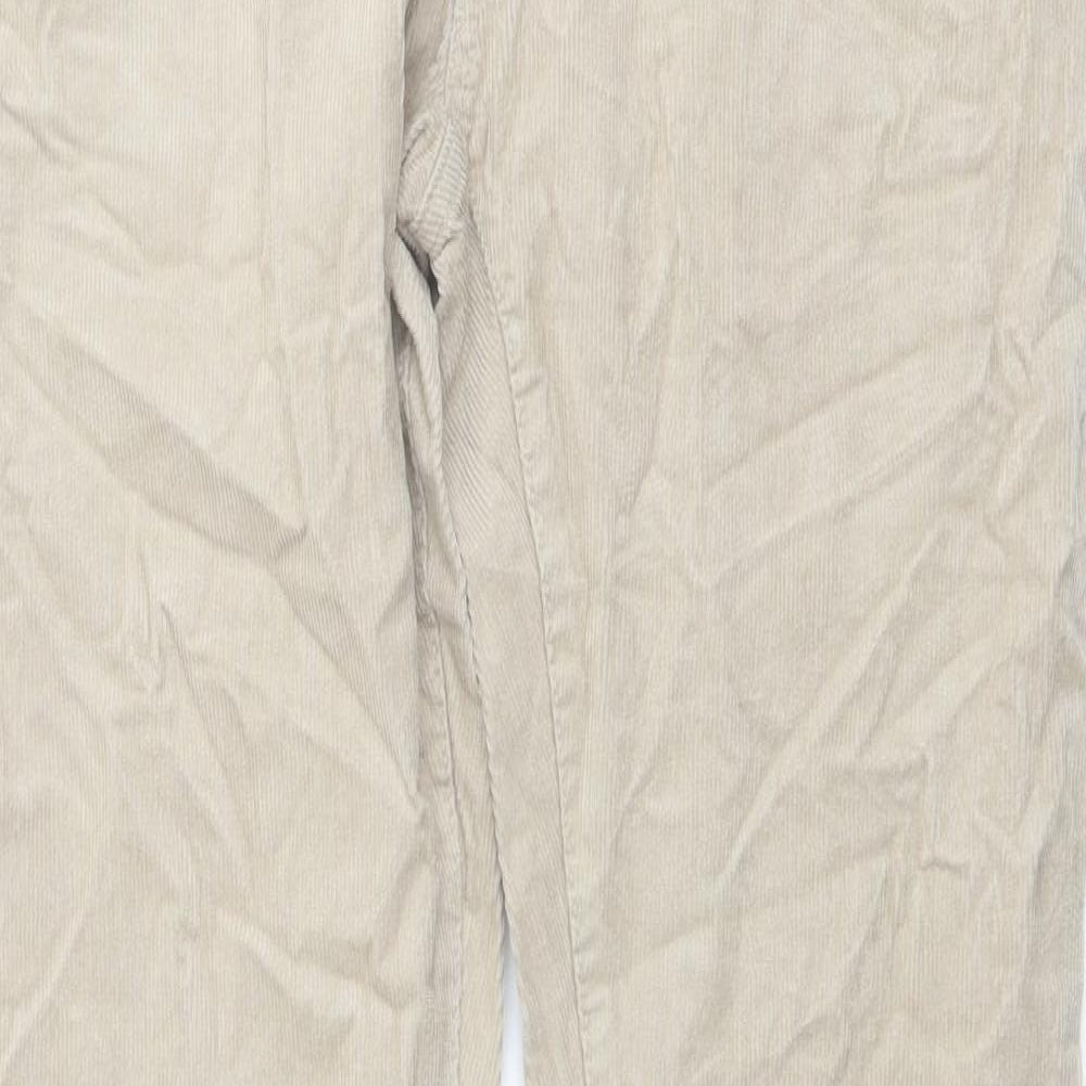 Marks and Spencer Mens Beige Cotton Trousers Size 30 in L33 in Slim Button