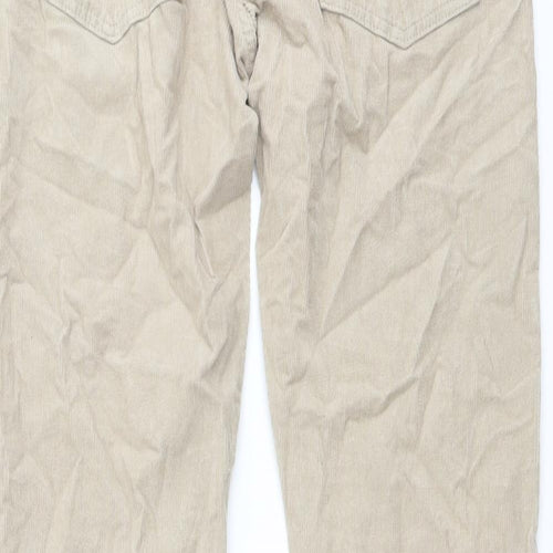 Marks and Spencer Mens Beige Cotton Trousers Size 30 in L33 in Slim Button