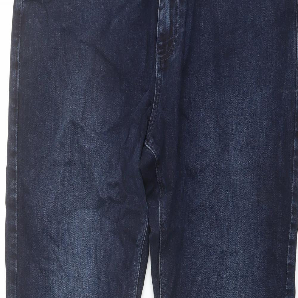 Marks and Spencer Mens Blue Cotton Straight Jeans Size 36 in L33 in Slim Button