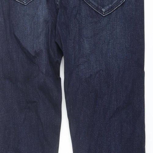 Marks and Spencer Mens Blue Cotton Straight Jeans Size 36 in L33 in Slim Button