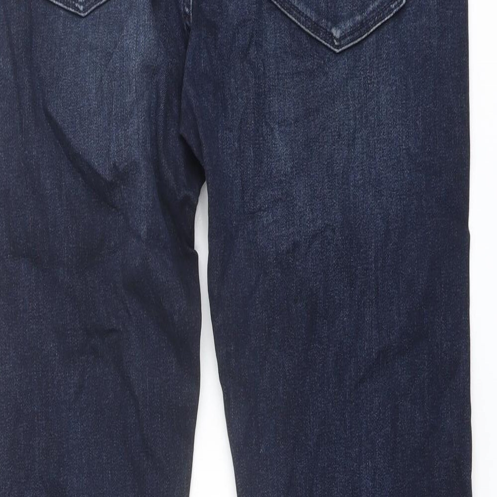 Marks and Spencer Mens Blue Cotton Straight Jeans Size 36 in L33 in Slim Button