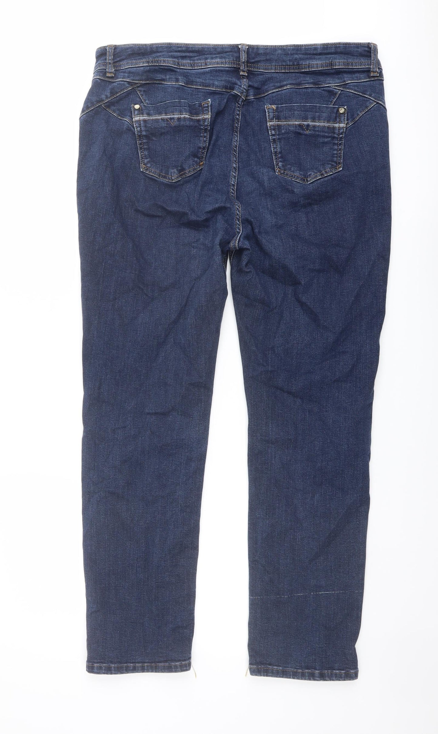 Per Una Womens Blue Cotton Skinny Jeans Size 34 in L27 in Regular Zip