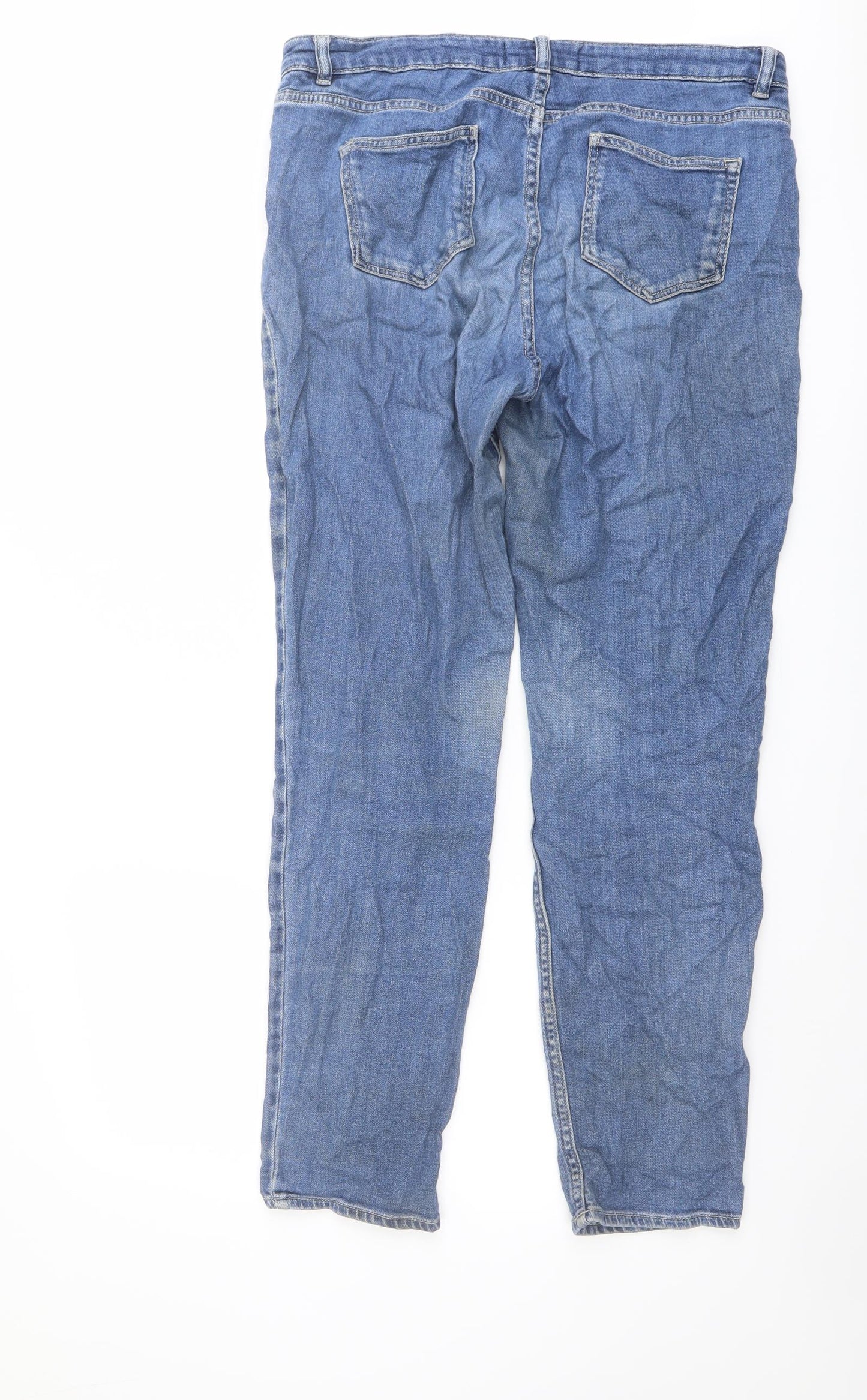 White Label Womens Blue Cotton Tapered Jeans Size 14 L29 in Regular Button