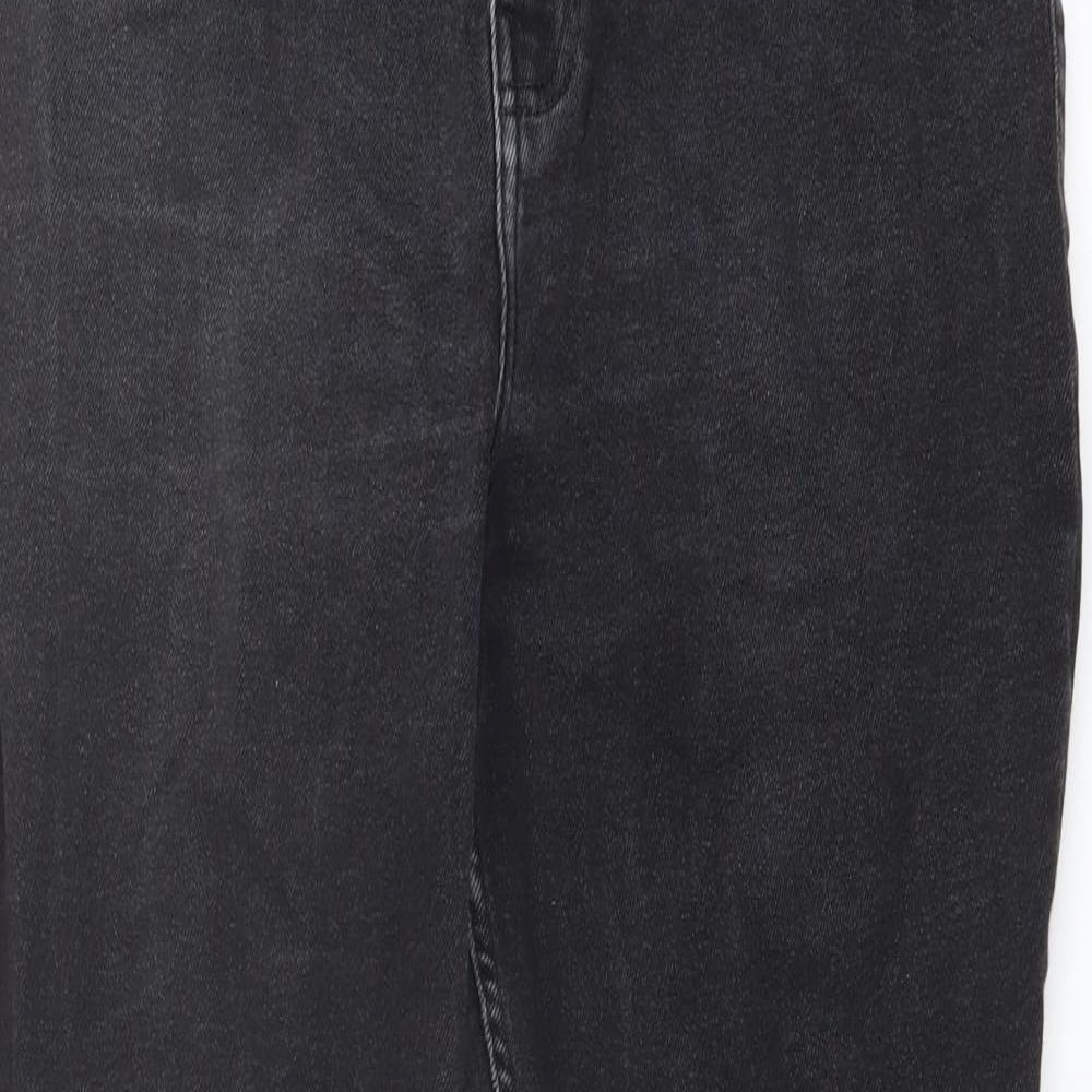 Zara Womens Grey Cotton Tapered Jeans Size 16 L26 in Regular Button