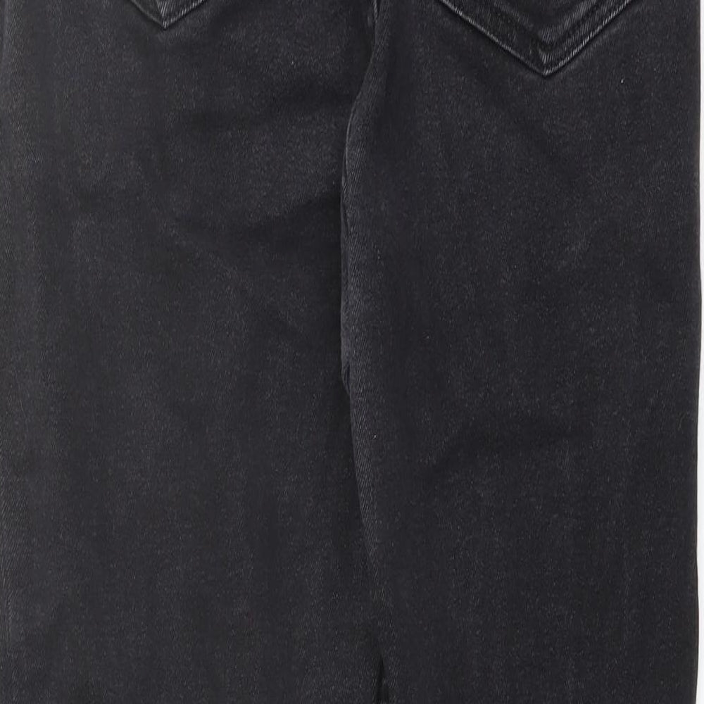 Zara Womens Grey Cotton Tapered Jeans Size 16 L26 in Regular Button