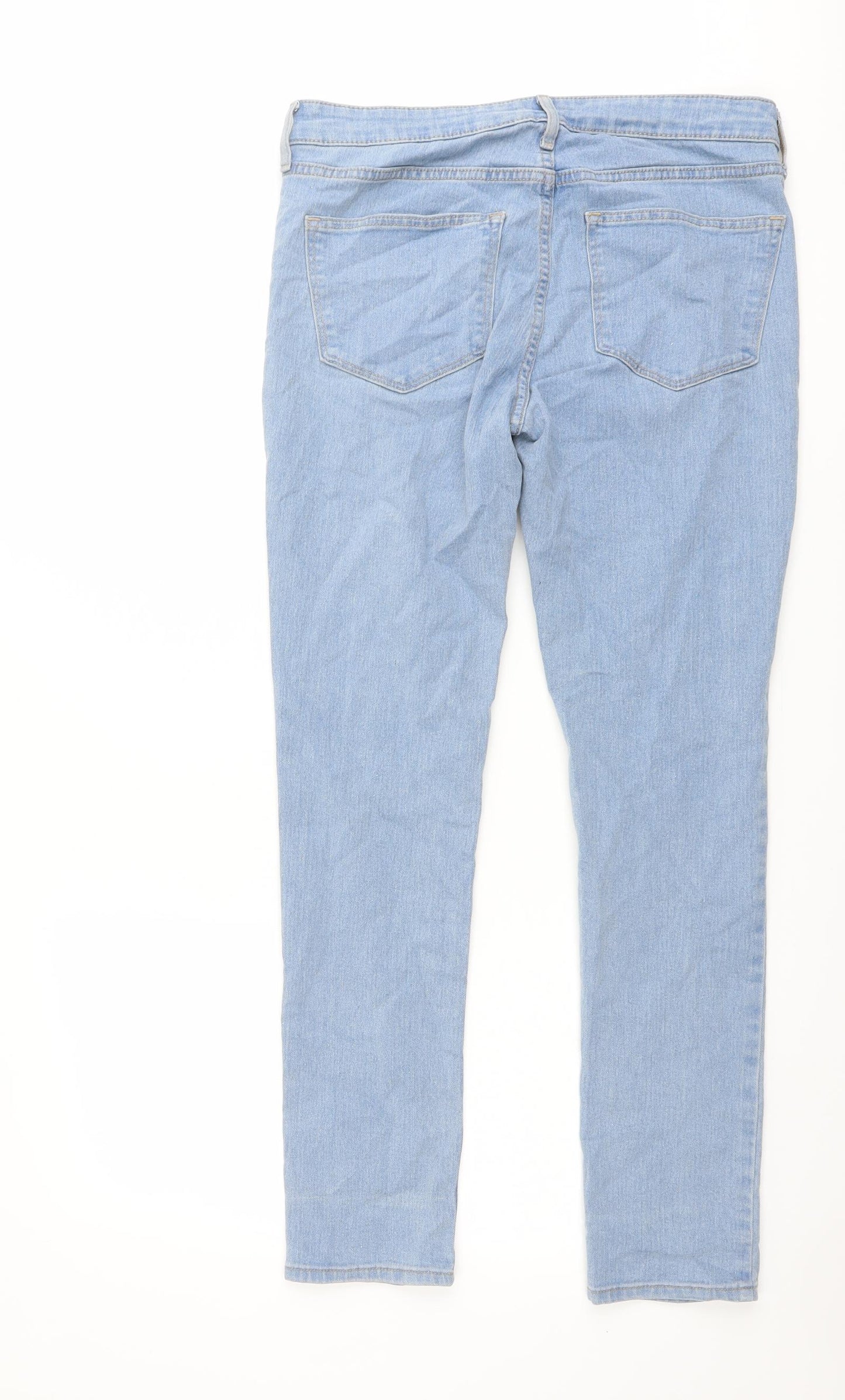 H&M Mens Blue Cotton Skinny Jeans Size 30 in L29 in Regular Button
