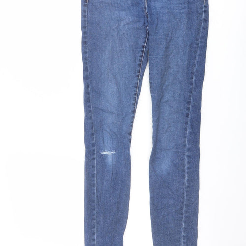 NEXT Womens Blue Cotton Skinny Jeans Size 8 L28 in Regular Button