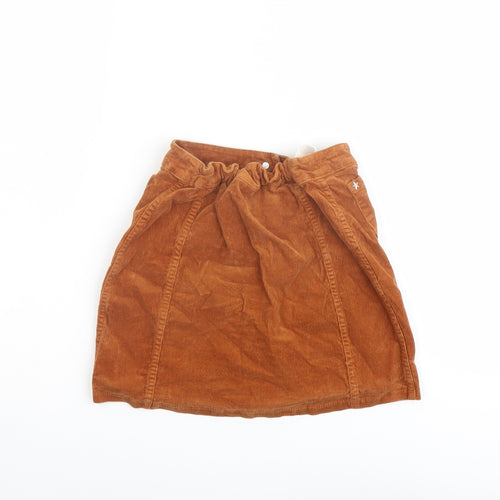 Marks and Spencer Girls Brown Cotton A-Line Skirt Size 9-10 Years Regular Button