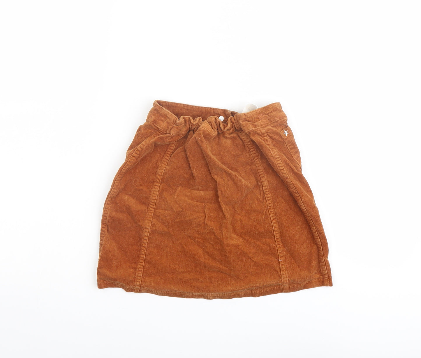 Marks and Spencer Girls Brown Cotton A-Line Skirt Size 9-10 Years Regular Button