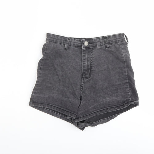PRETTYLITTLETHING Womens Grey Cotton Hot Pants Shorts Size 6 L3 in Regular Button