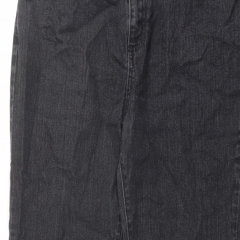 Per Una Womens Grey Cotton Straight Jeans Size 16 L26 in Regular Button