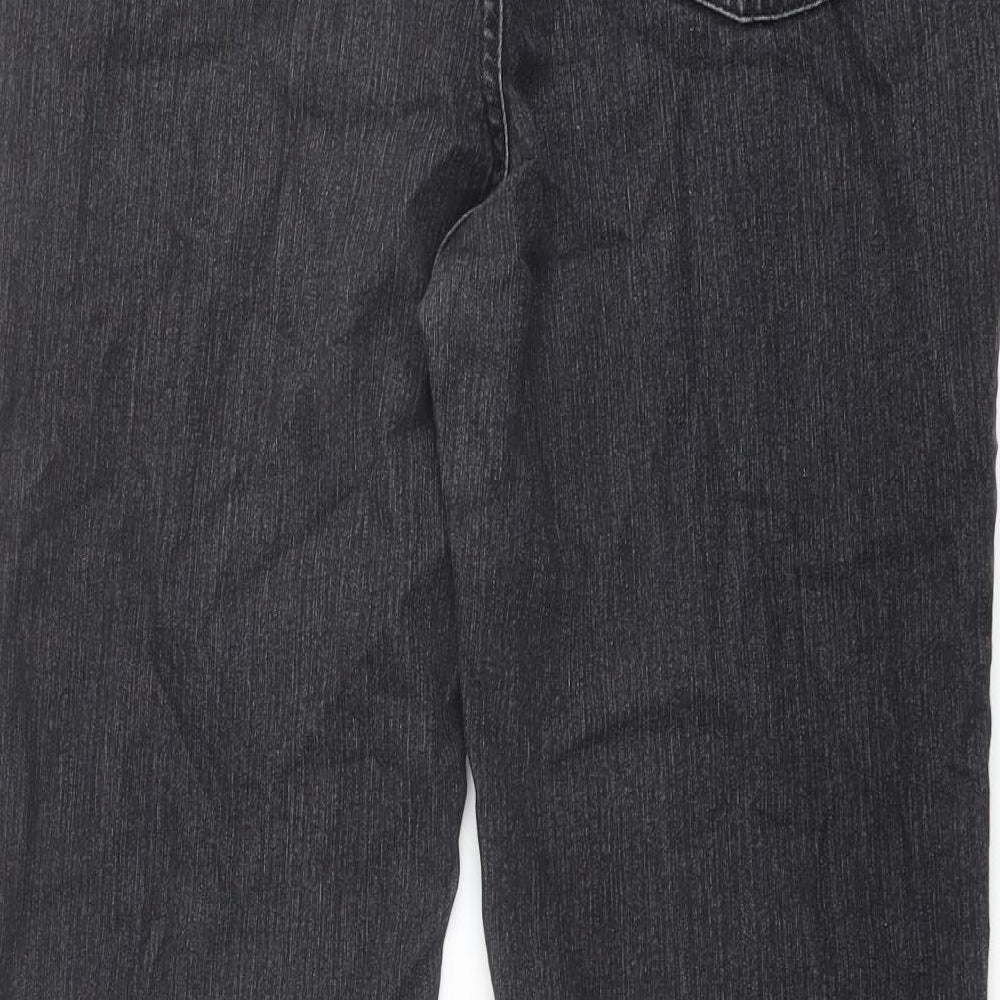 Per Una Womens Grey Cotton Straight Jeans Size 16 L26 in Regular Button
