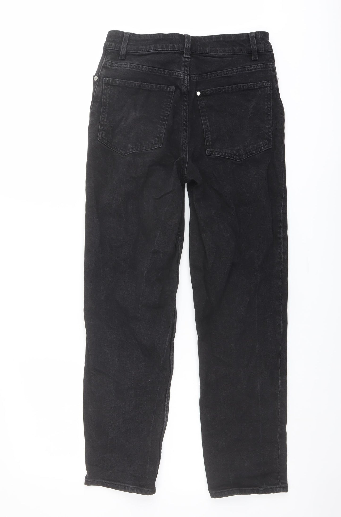 H&M Womens Grey Cotton Straight Jeans Size 6 L27 in Regular Button