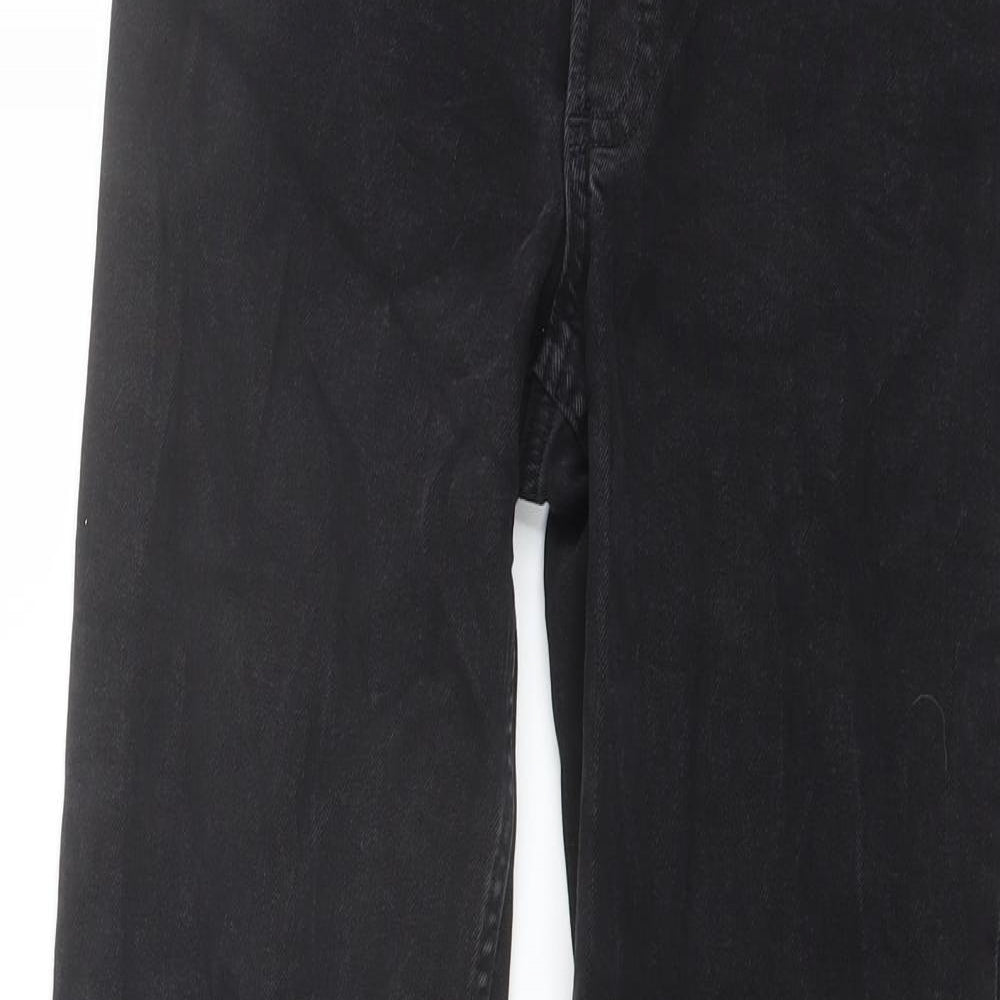 H&M Womens Grey Cotton Straight Jeans Size 6 L27 in Regular Button