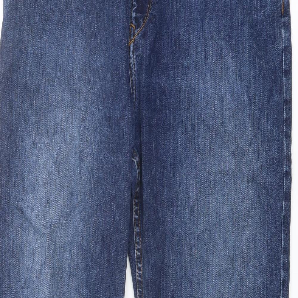 Marks and Spencer Mens Blue Cotton Straight Jeans Size 32 in L29 in Regular Button